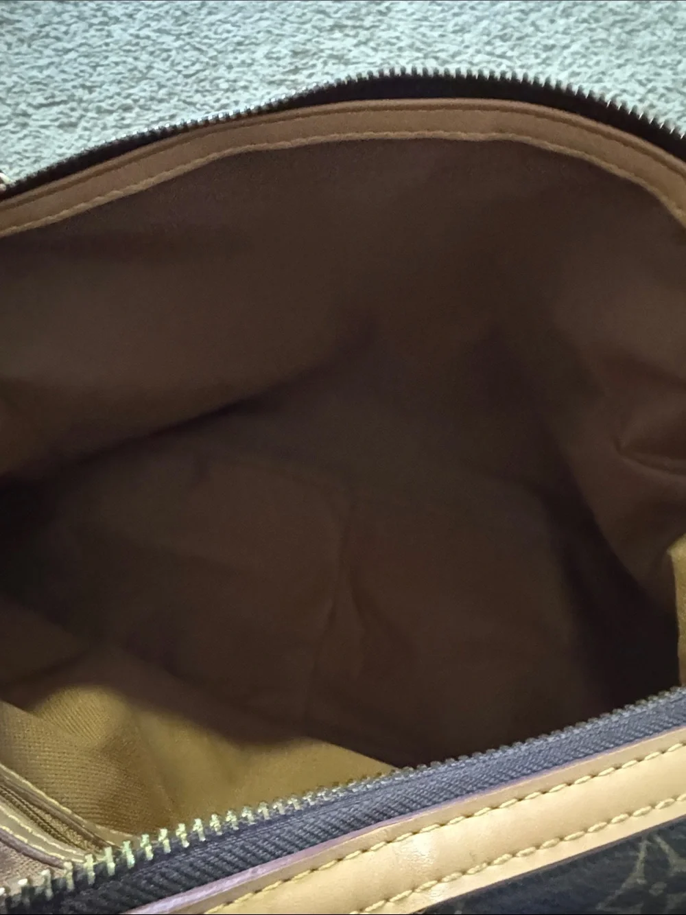Faux LV Monogram Top-Handle Satchel in Brown & Tan - Picture 9 of 13